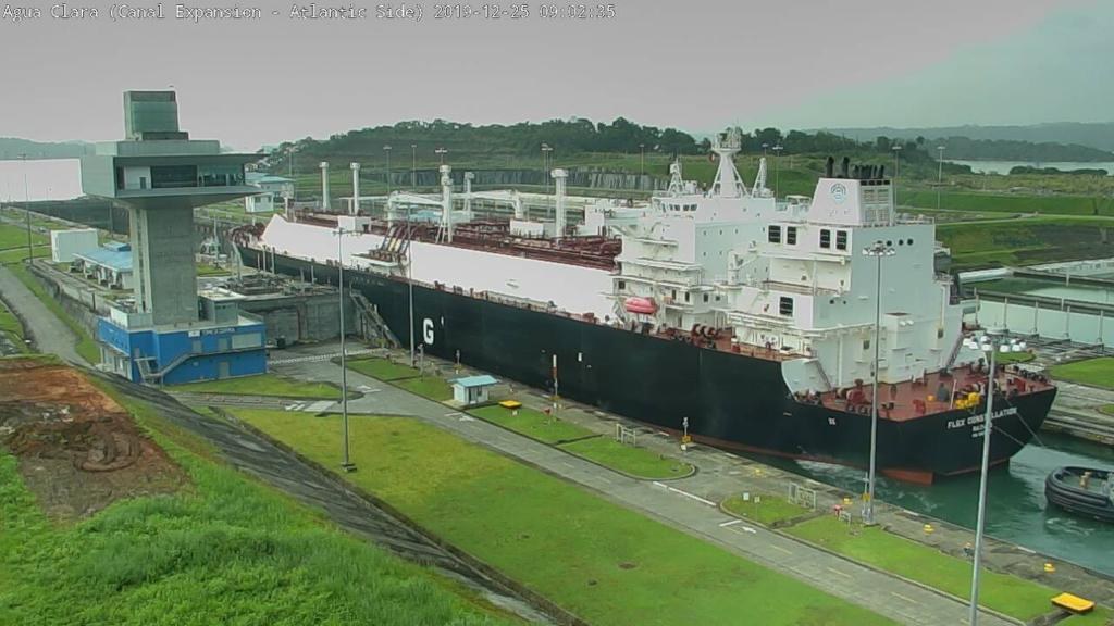Flex Constellation (Majuro) in the Agua Clara locks, Panama Canal.
